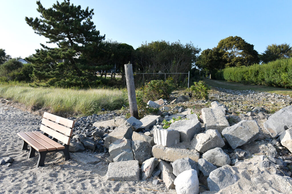 Rocky stormwater drainage area at Barrington Town Beach