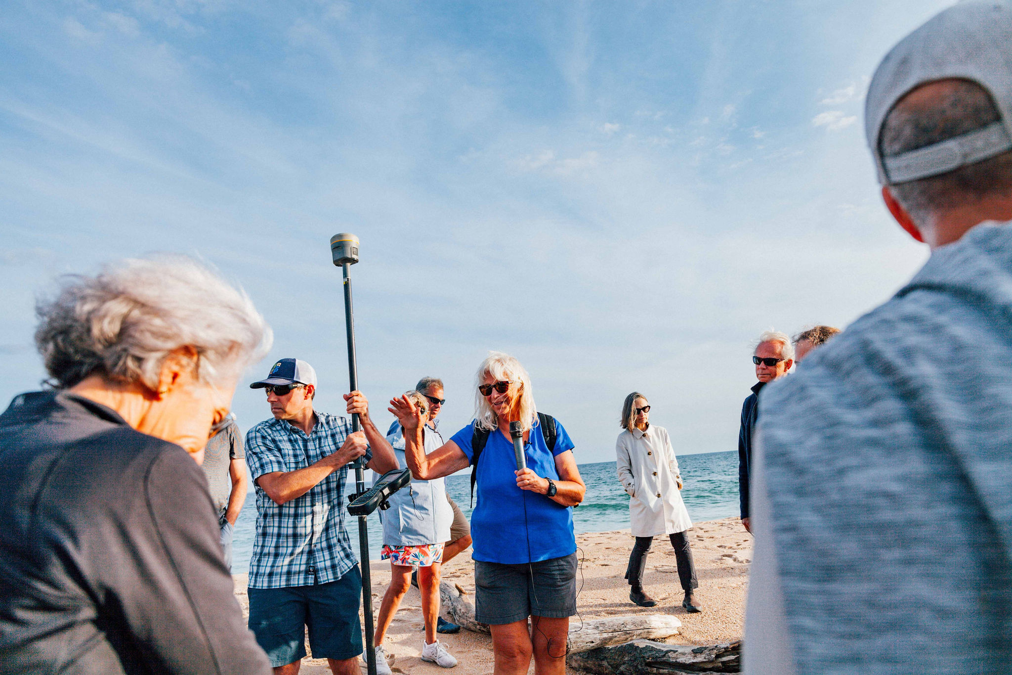 Community joins Rhode Island Sea Grant and partners for a walking tour on the beach to highlight shoreline access issues.