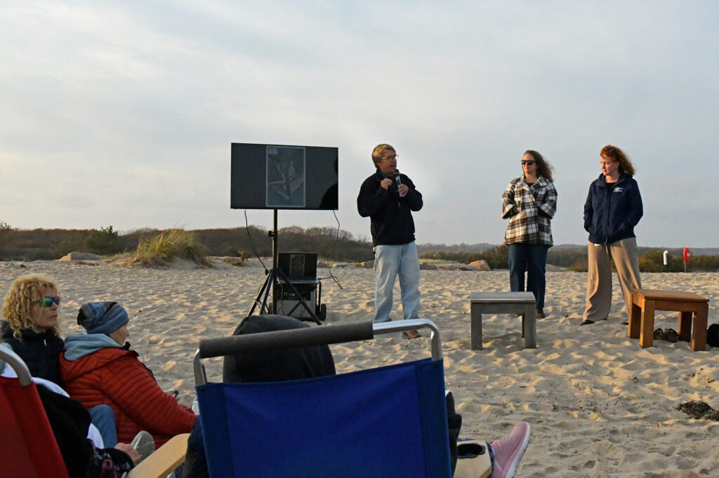 Steve McCandless, Alicia Schaffner, and Emily Hall discuss repairs to the Charlestown Breachway