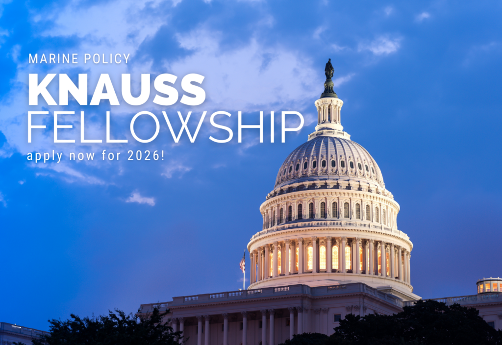 US Capitol Building with "Knauss Fellowship - Apply now for 2026" text 