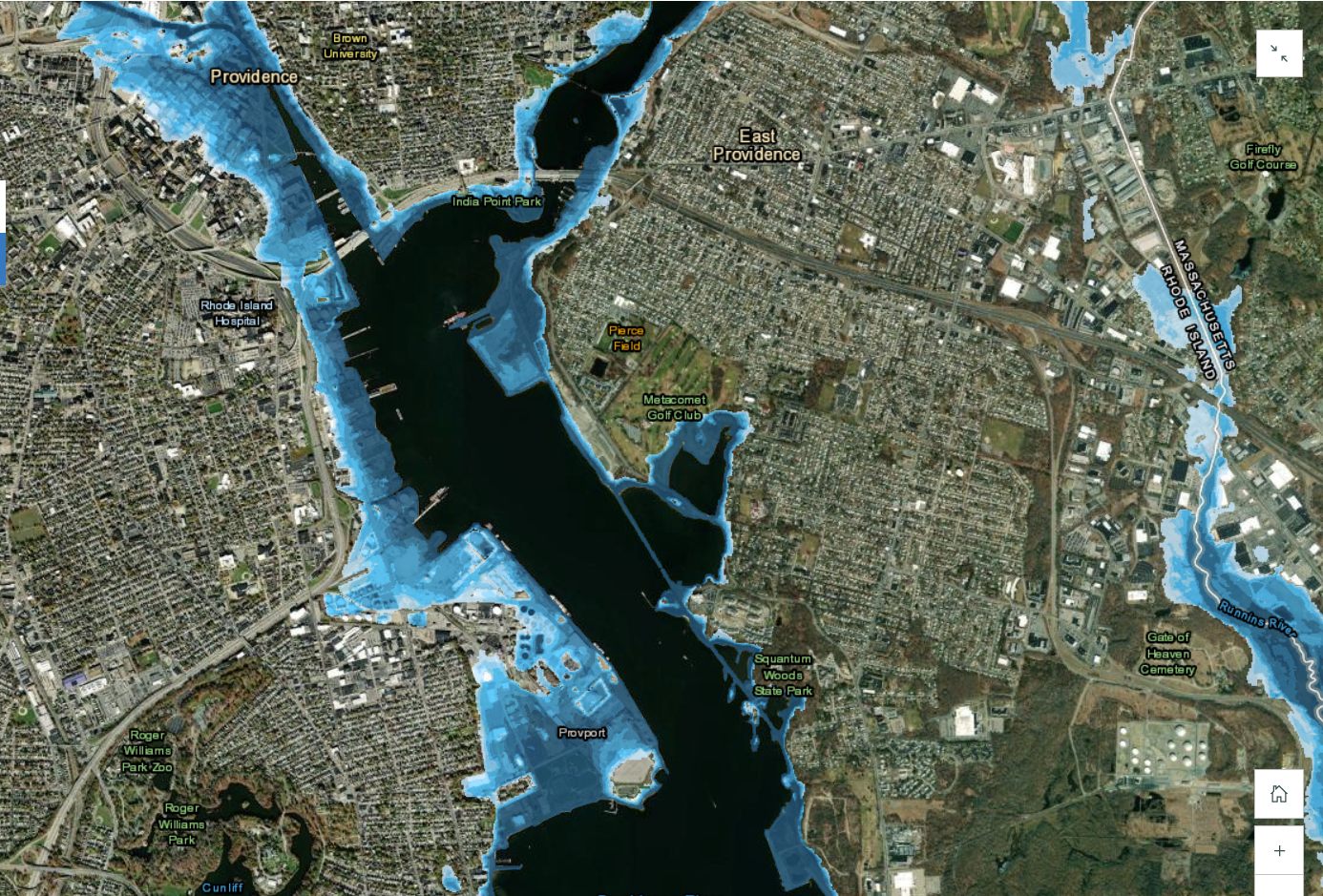 GIS map showing inundation of Providence