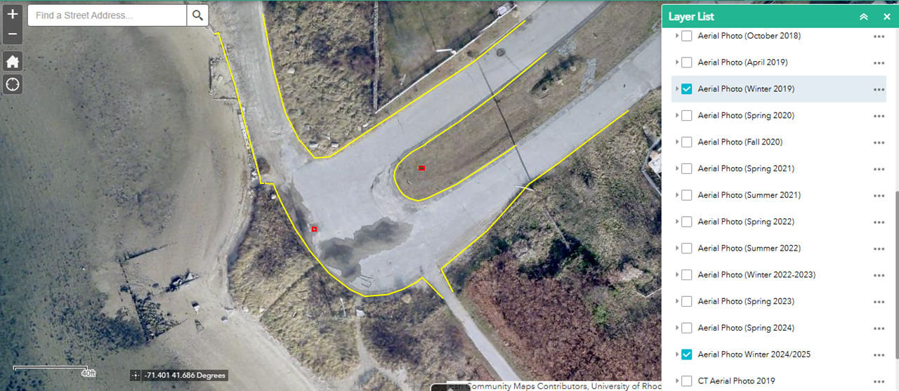 oakland_beach1 Aerial photo of Strand Avenue in 2019 shows areas vulnerable to flooding.