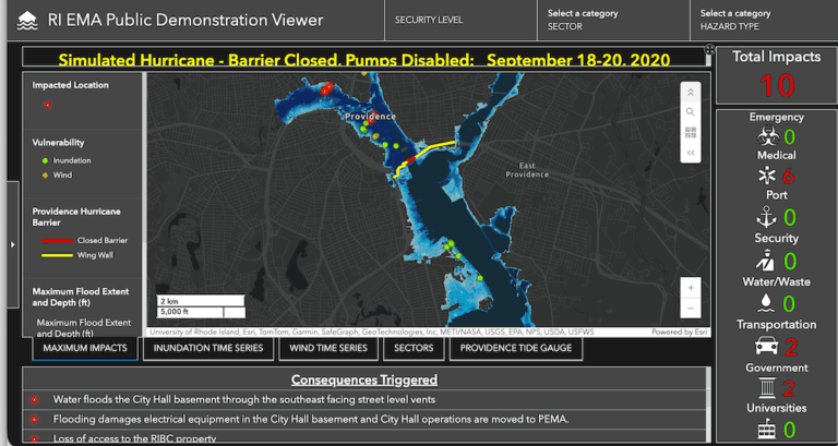 CHAMP dashboard shows emergency managers which facilities and assets face threats.